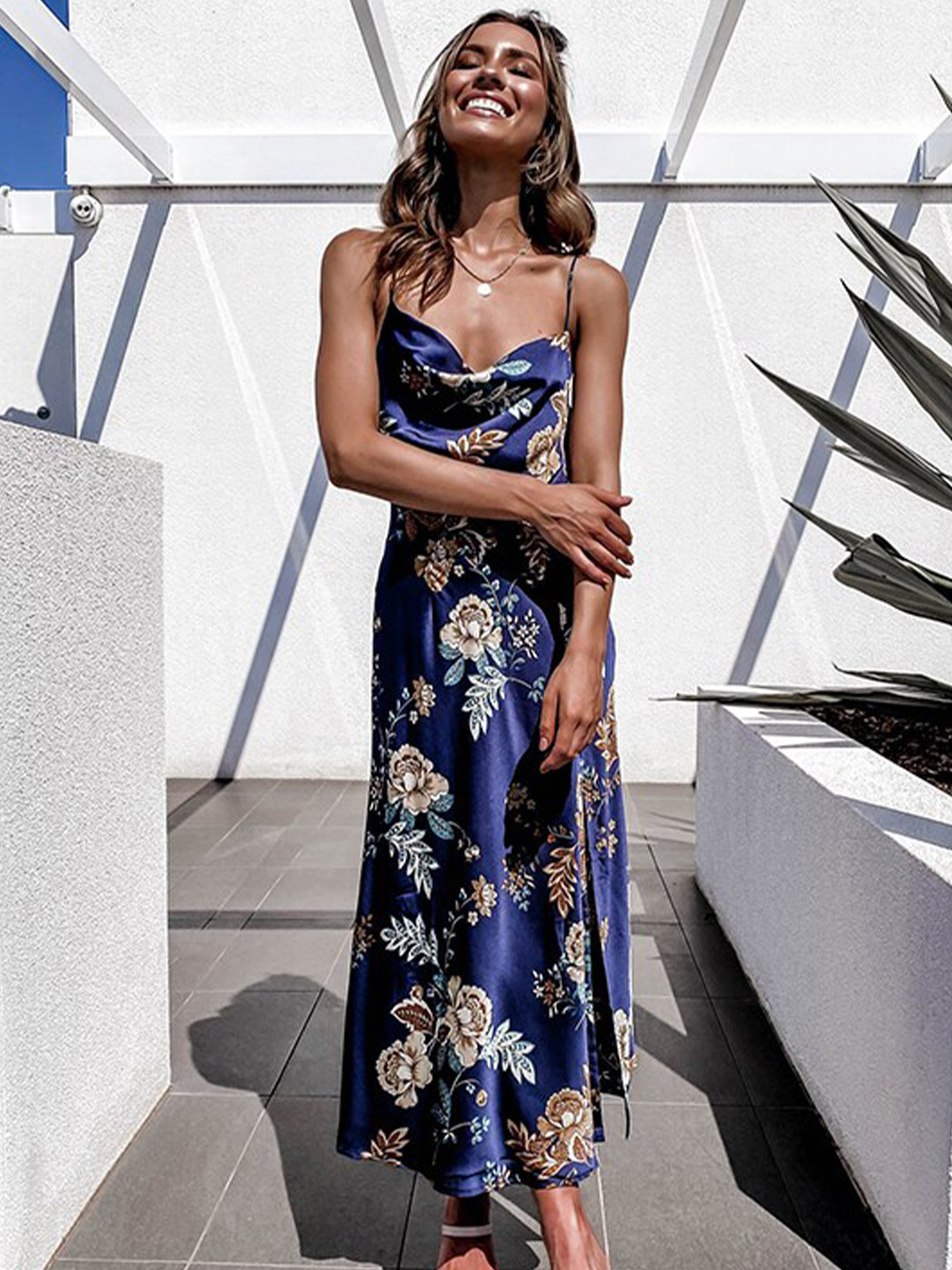StyleCast Blue Print Maxi Midi Dress