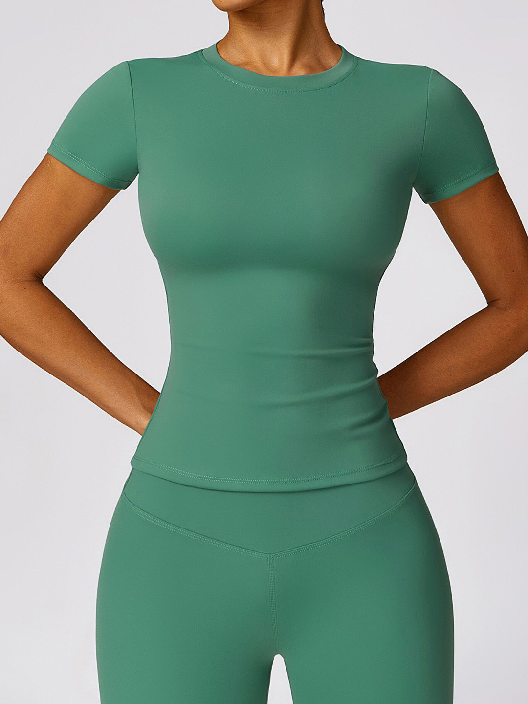 LULU & SKY Crew Neck Fitted Sports Top