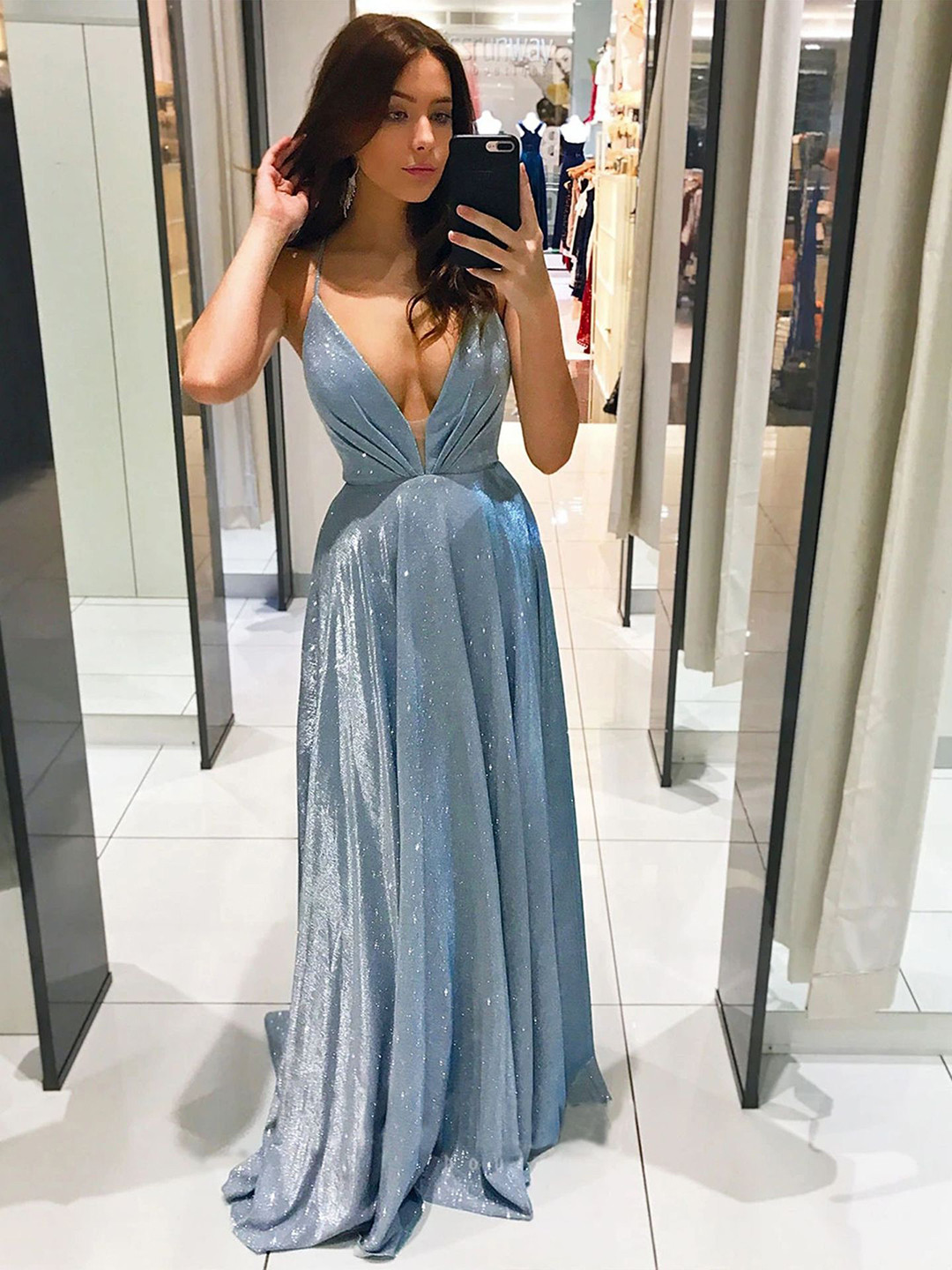 StyleCast x Revolte Blue Embellished Maxi Dress