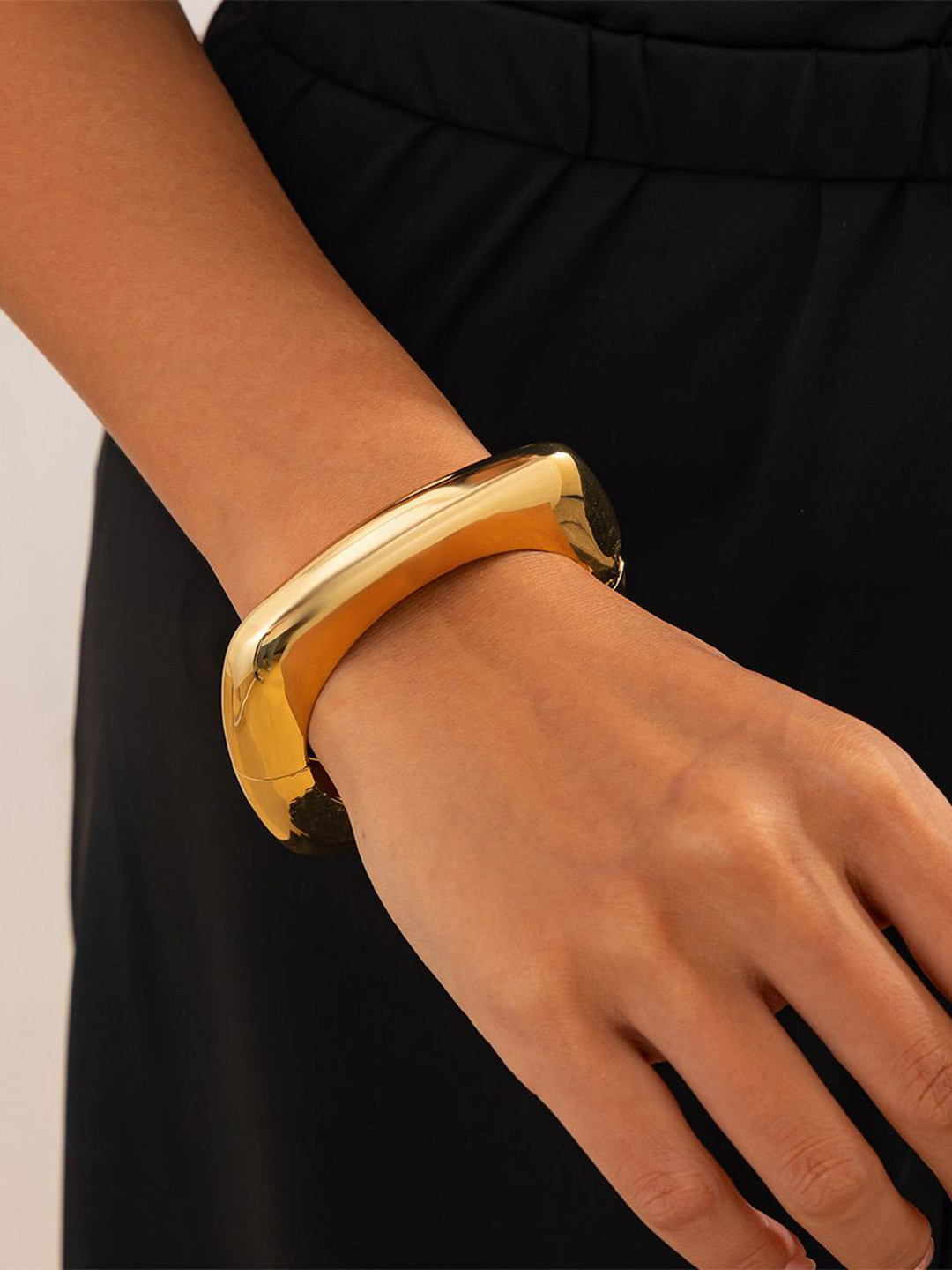 Just Lil Things Gold-Plated Minimalist Curve Square Bangle-Style Bracelet