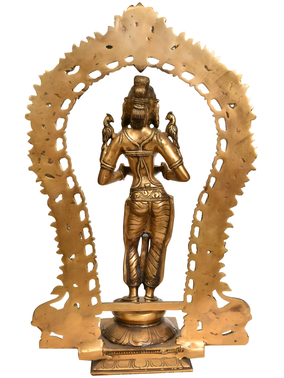 Exotic India Deepalakshmi with Decorated Prabhawali Gold Brass Metallic Prayer Room Hand Made Medium Showpiece - 3.5 Inches