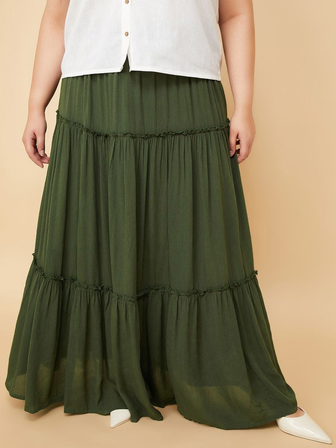 max Mid Rise Tiered Maxi Skirt