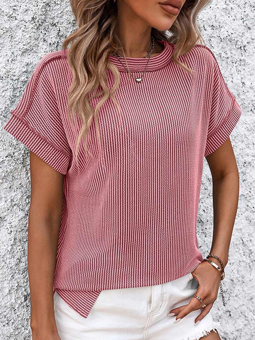 StyleCast x Revolte Pink Printed Short Sleeve Top