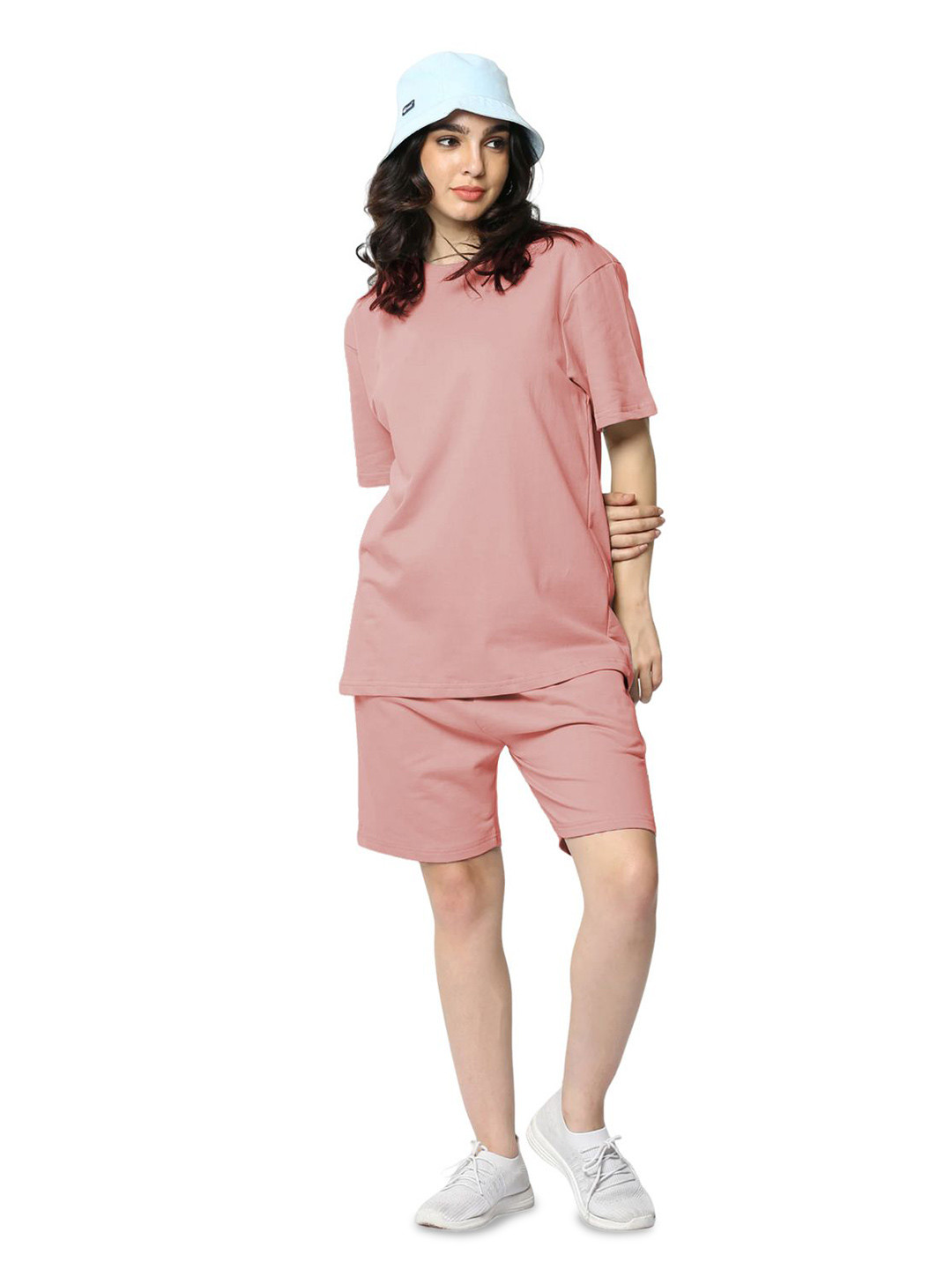 FITIN OUTFIT Pure Cotton Round Neck T-Shirt With Shorts Co-Ords