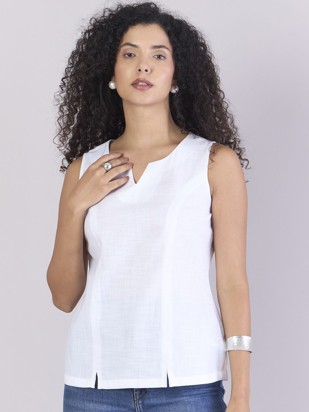 PowerSutra Princess Panel Cotton Top with Slit Detail