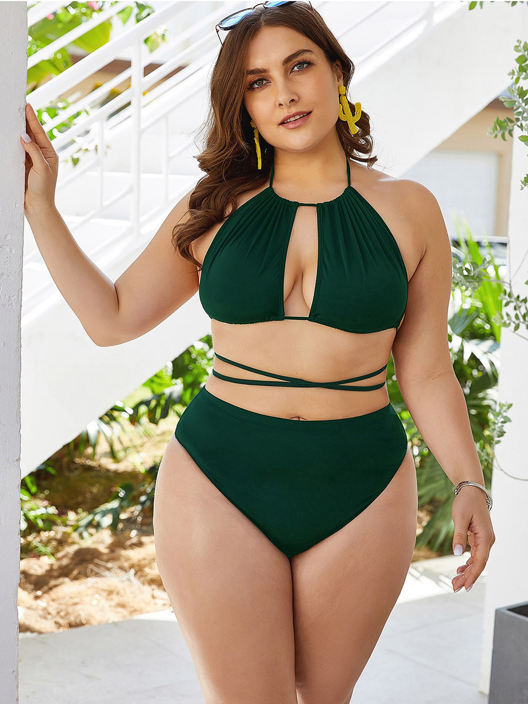 LULU & SKY Backless Lace-String Bikini Set