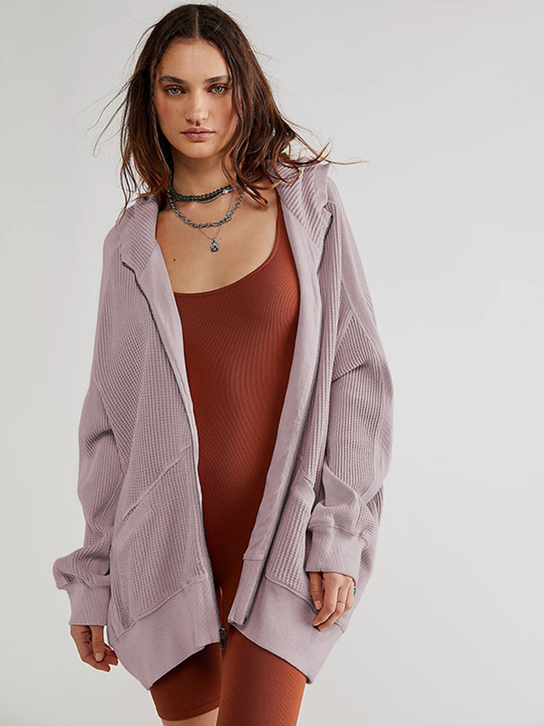 StyleCast Purple Hooded Long Sleeves Sweatshirt