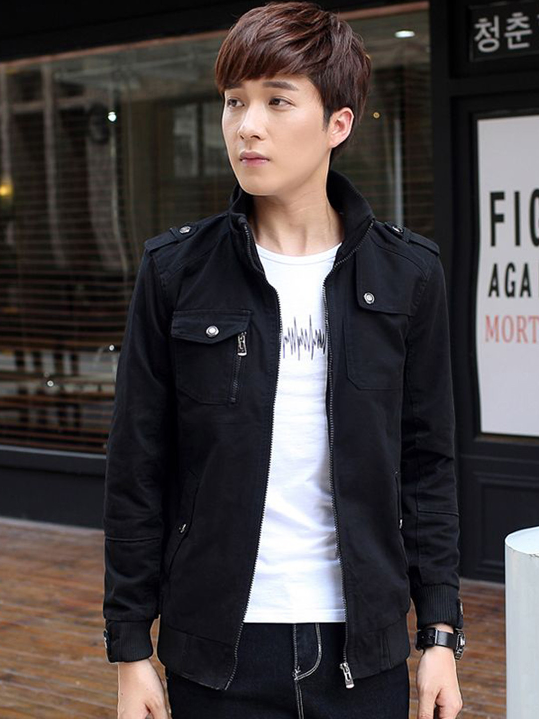 StyleCast x Revolte Men Stand Collar Insulator Tailored Jacket
