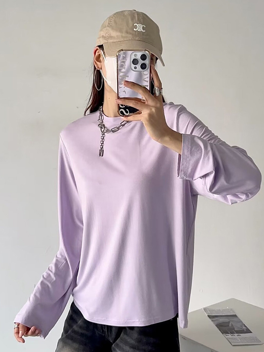LULU & SKY Relaxed Fit Round Neck Long Sleeves T-shirt