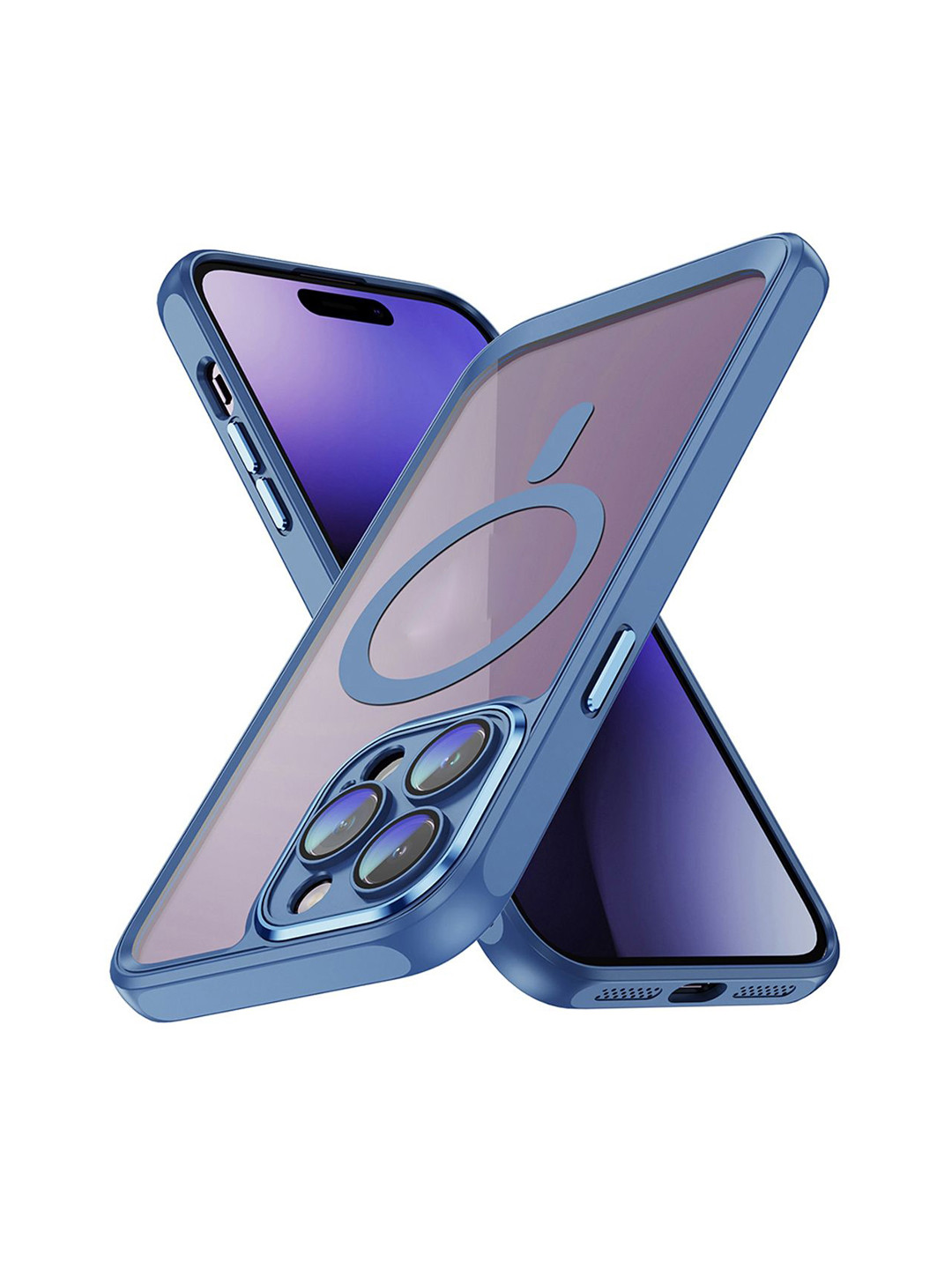 QRIOH iPhone 14 Pro Blue Hybrid Clear Case with Magsafe