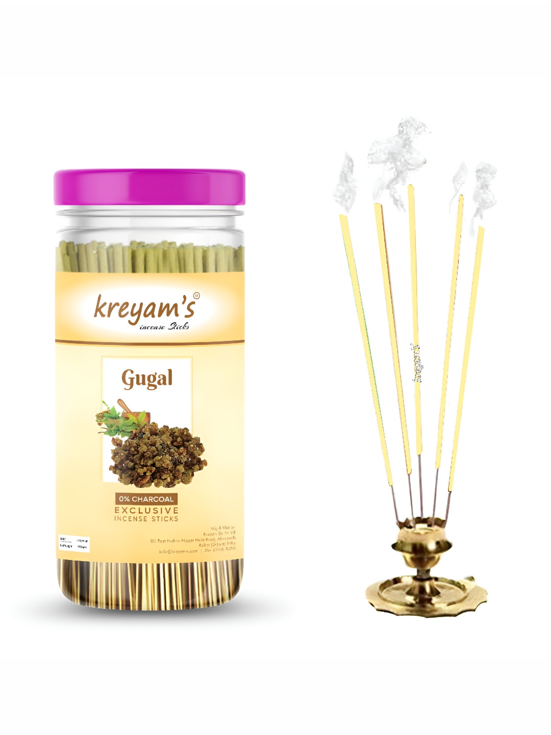 kreyam's Yellow Gugal Charcoal Free Incense Sticks