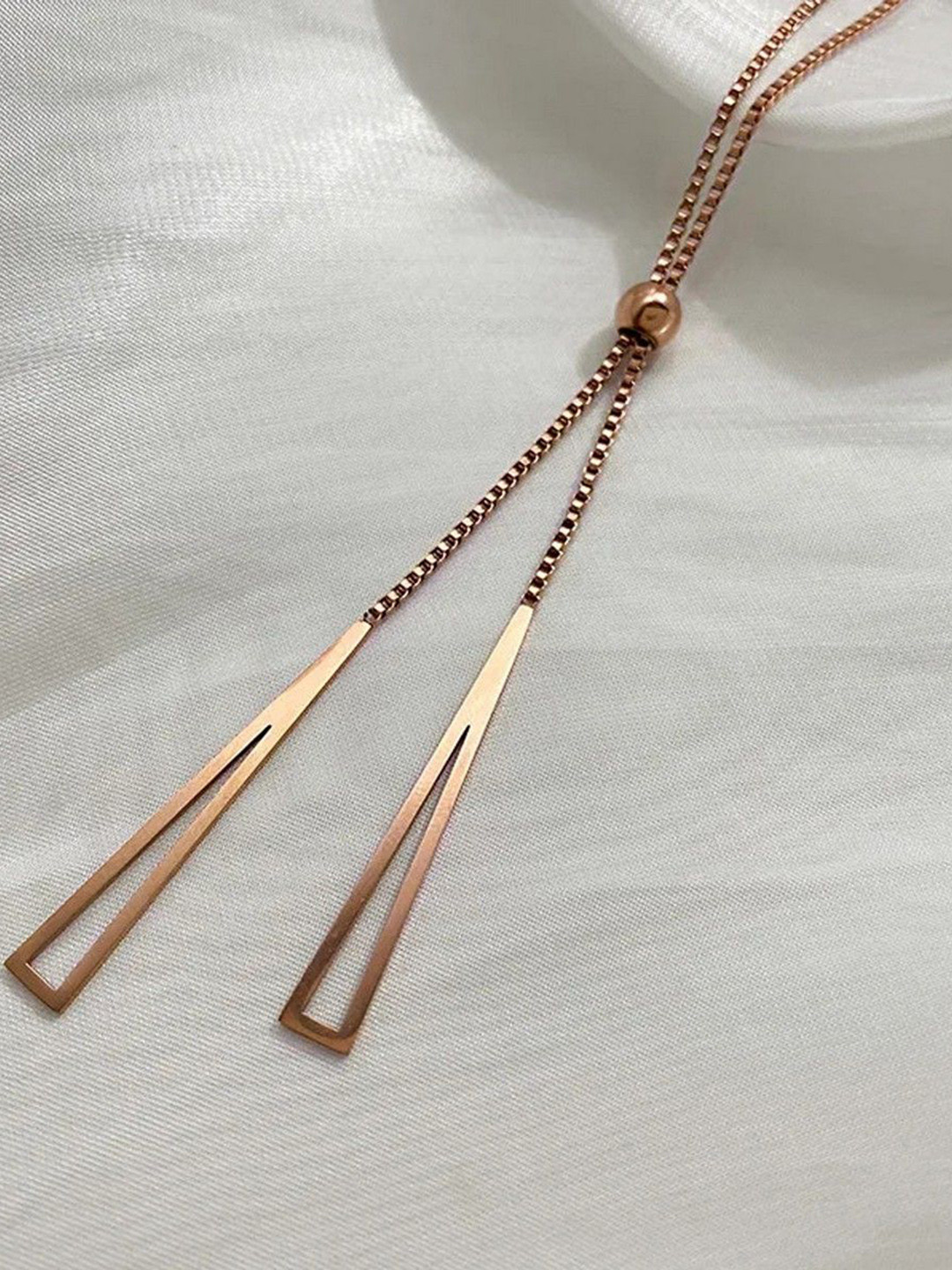 Thrillz Rose Gold Plated Long Triangle Chain