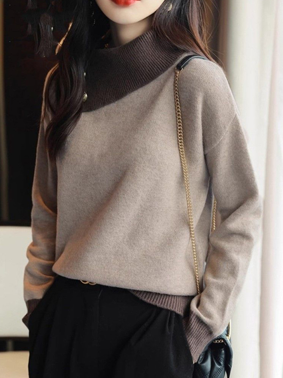 StyleCast Women Colourblocked Turtle Neck Pullover