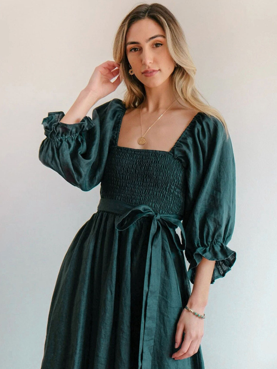 StyleCast Fit and Flare Three-Quarter Sleeves Midi Dress