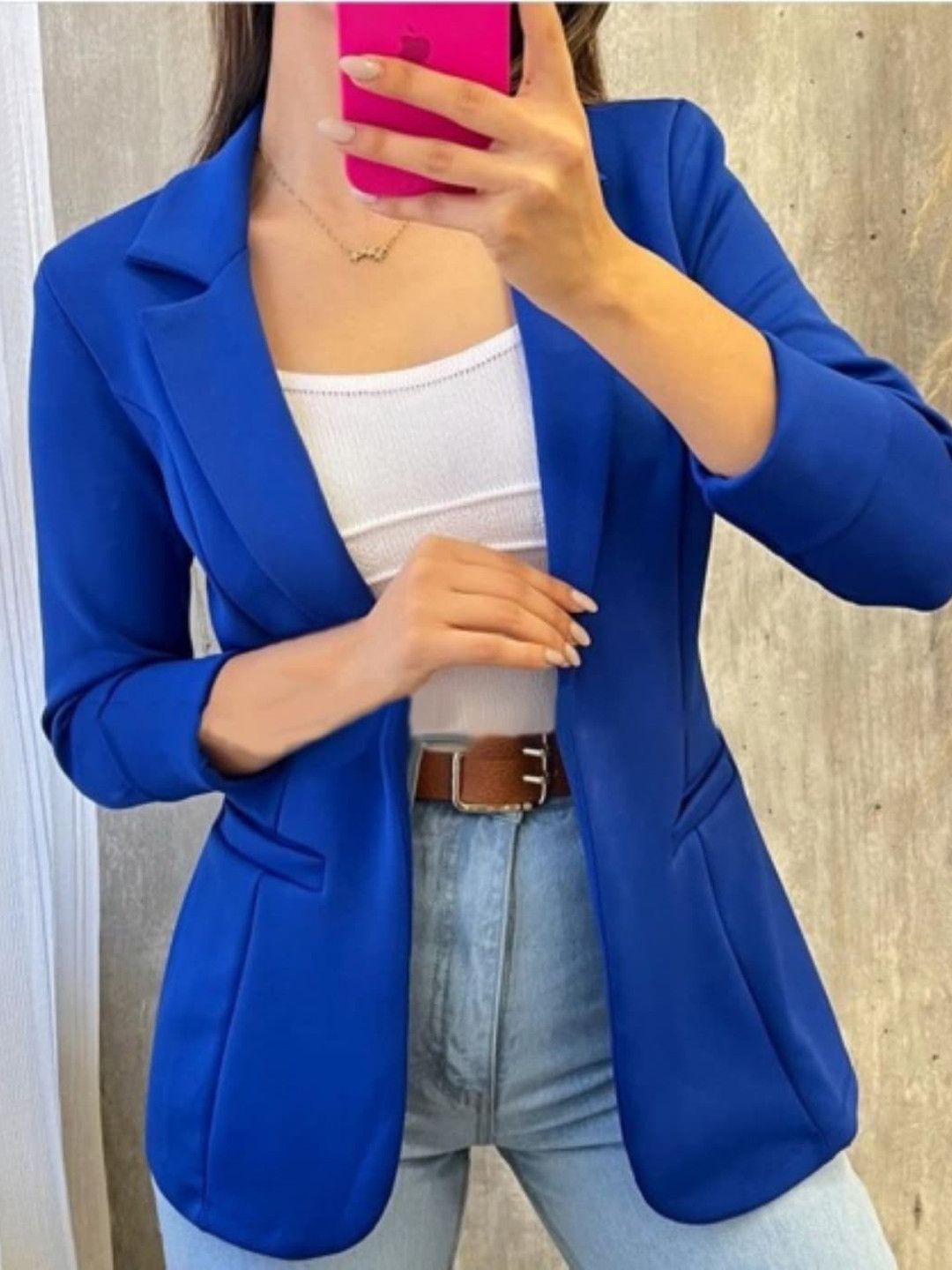 StyleCast Blue Open Front Blazer