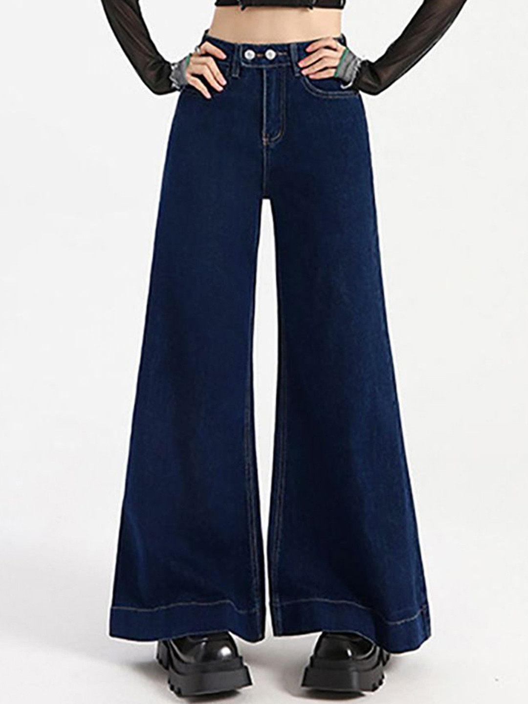 StyleCast x Revolte Women Flared High-Rise Light Fade Jeans