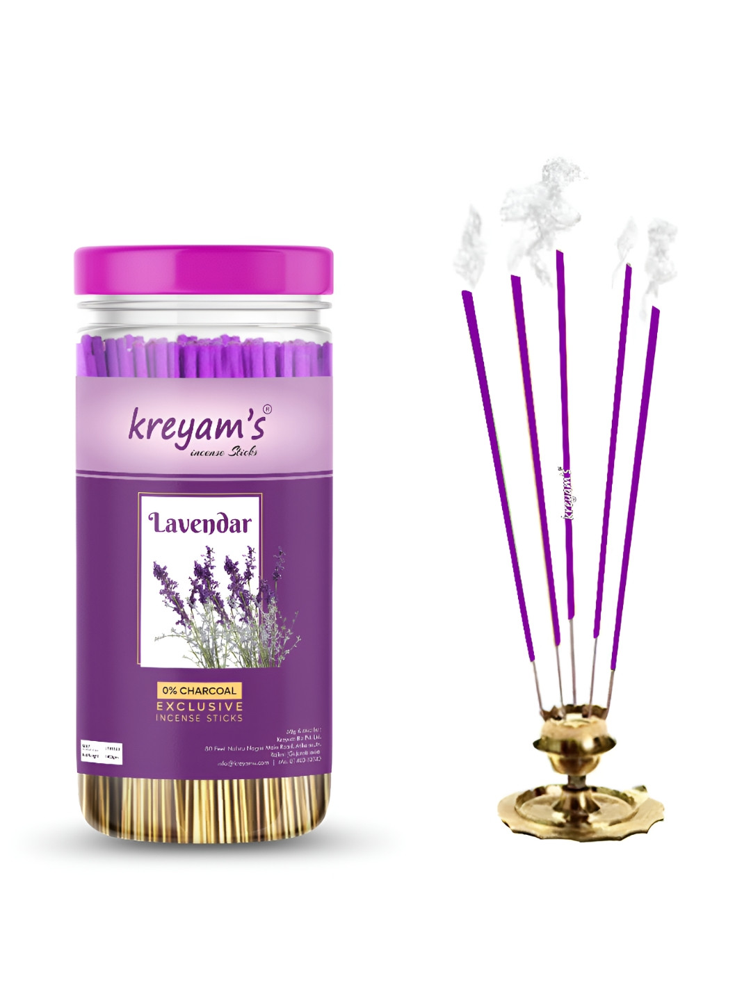 Kreyam's Purple Charcoal Free Lavender Fragrance Incense Sticks