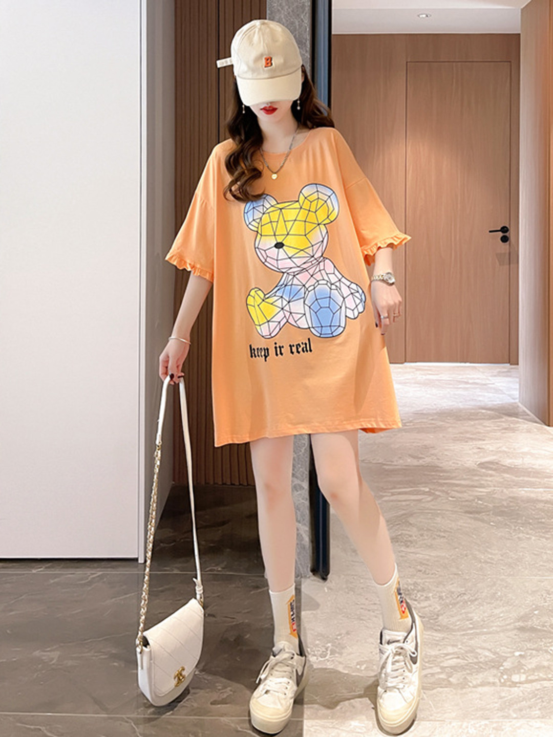 StyleCast Orange & Blue Graphic Printed T-shirt Dress