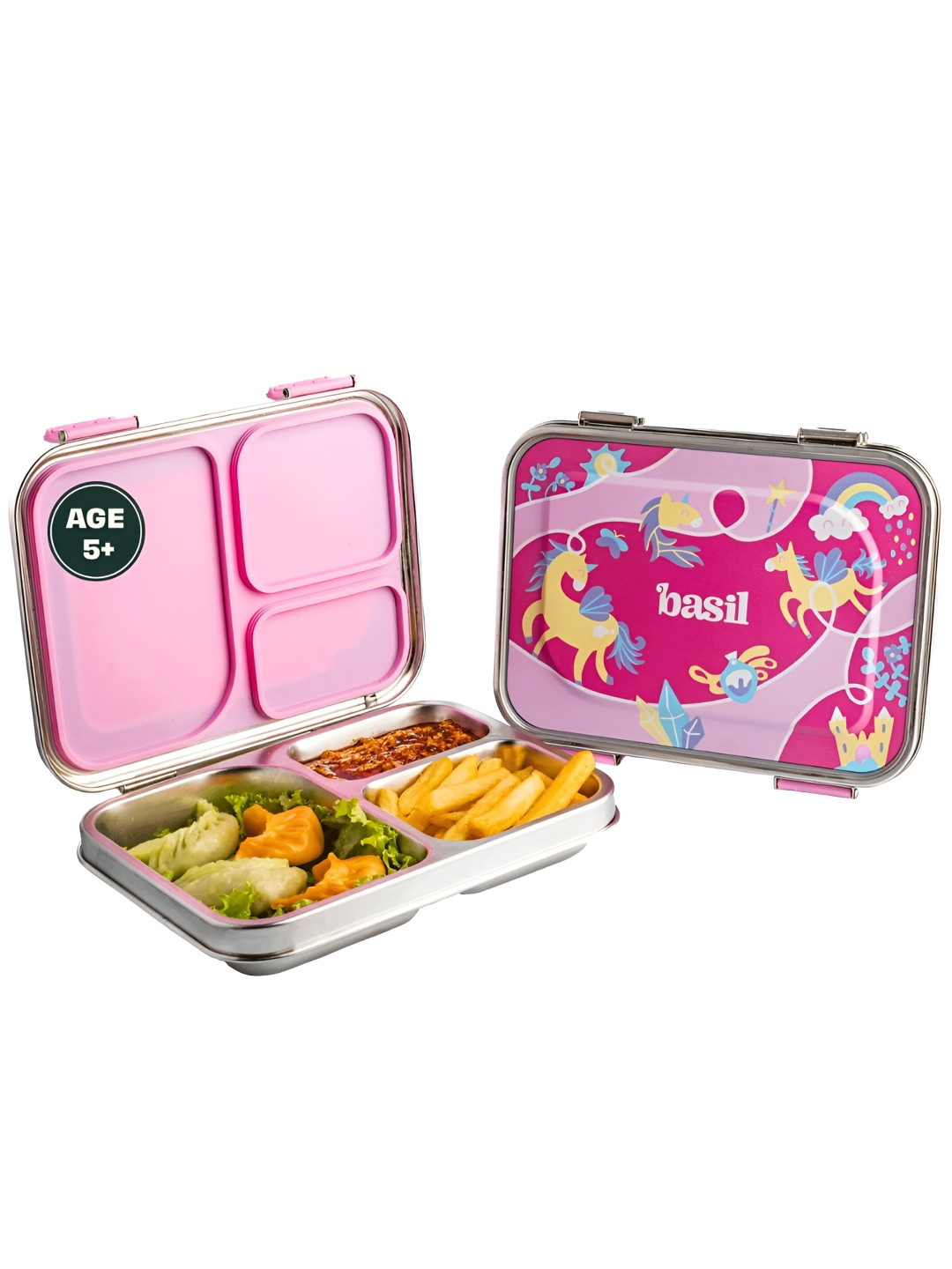 BASIL Pink Stainless Steel Lunch Box