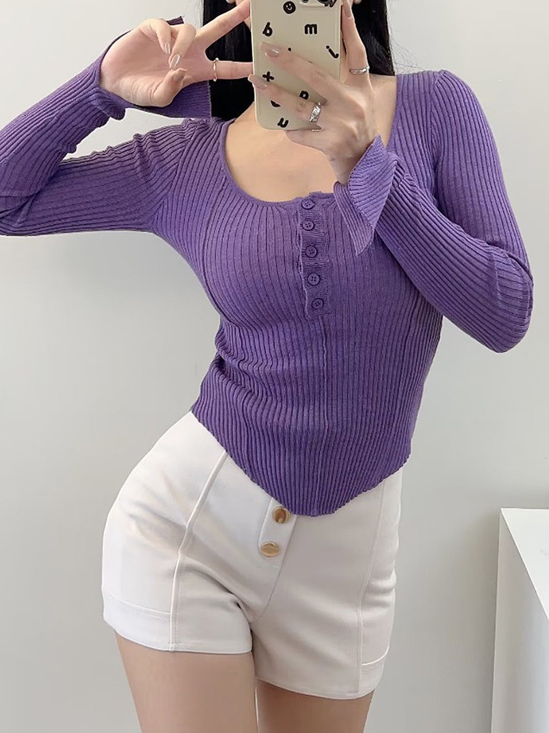LULU & SKY Scoop Neck Solid Casual Top