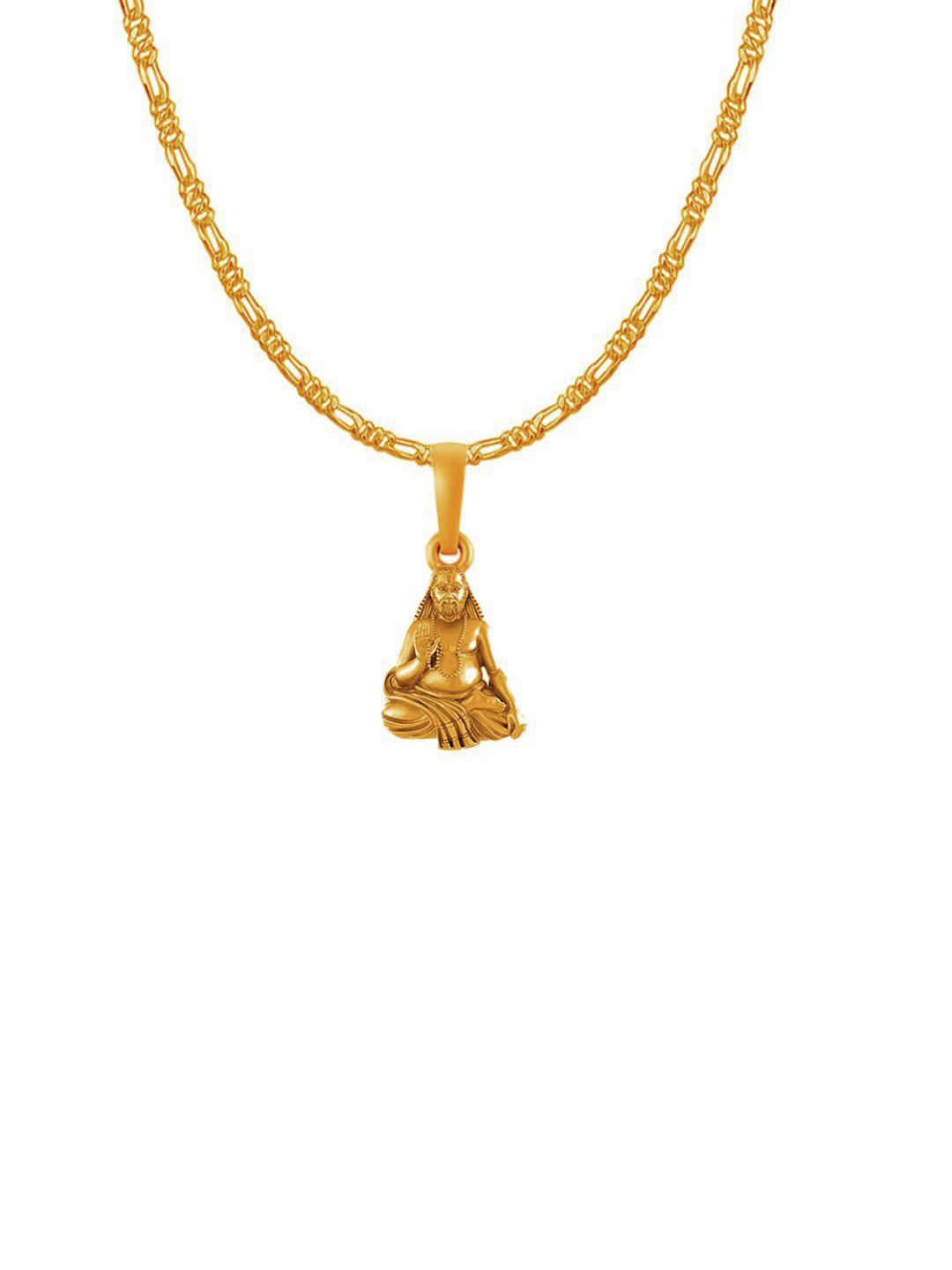 Metronaut 925 Silver 22K Gold-Plated Raghvendra Swamy Pendants With Curb Chain