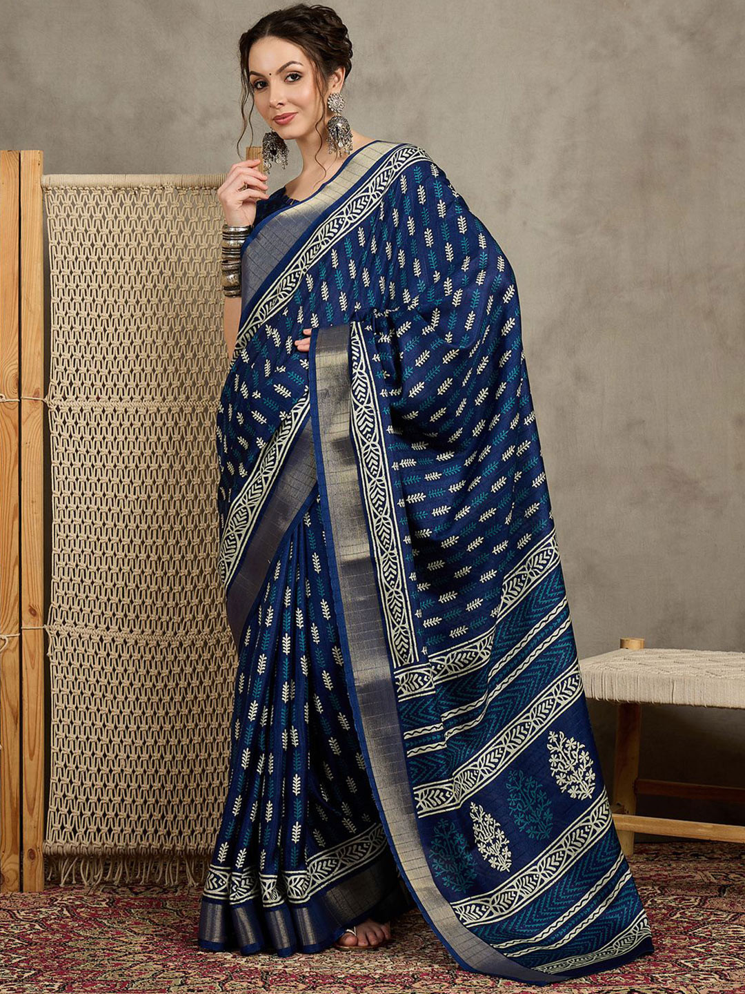 all about you Ethnic Motifs Printed Sungudi Saree