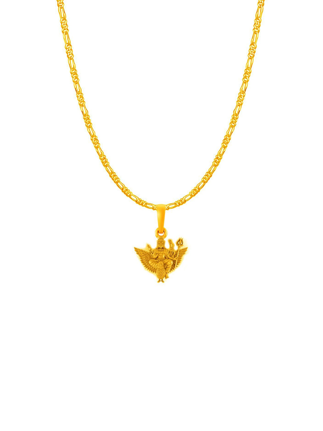 Metronaut Men 925 Silver 22KT Gold-Plated Shani Dev Pendants With Figaro Chains