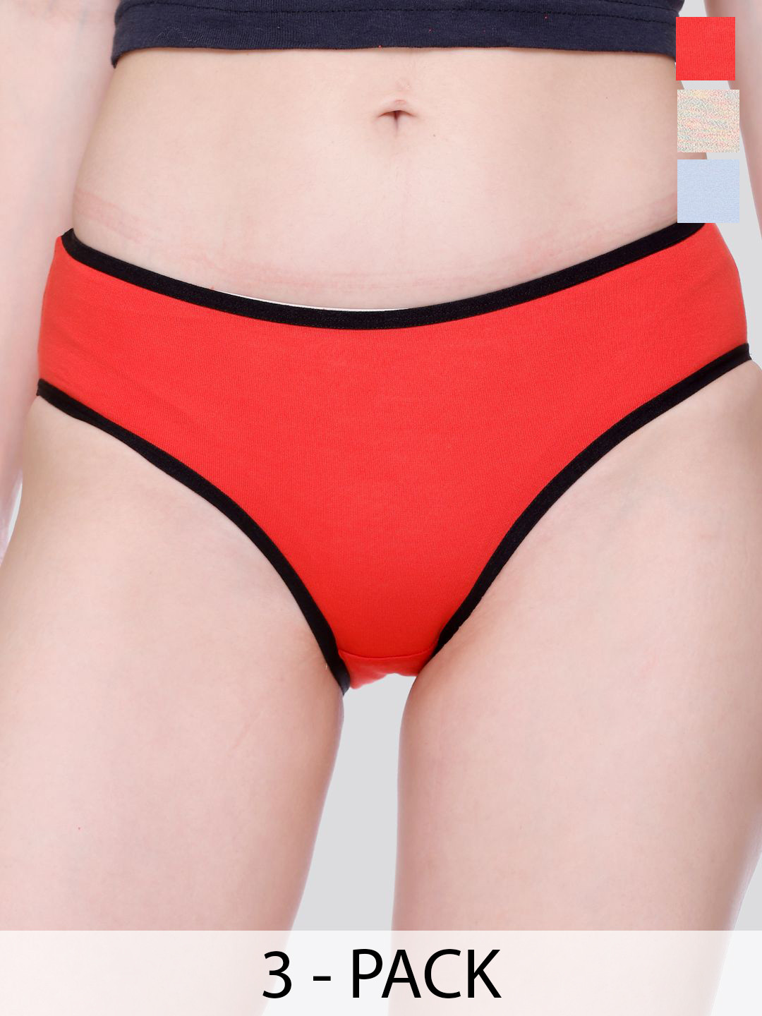 Skidlers Pack Of 3 Basic Briefs  3SKD-BRIEF-46-CREAM-20-RED-20-SKY-2XL