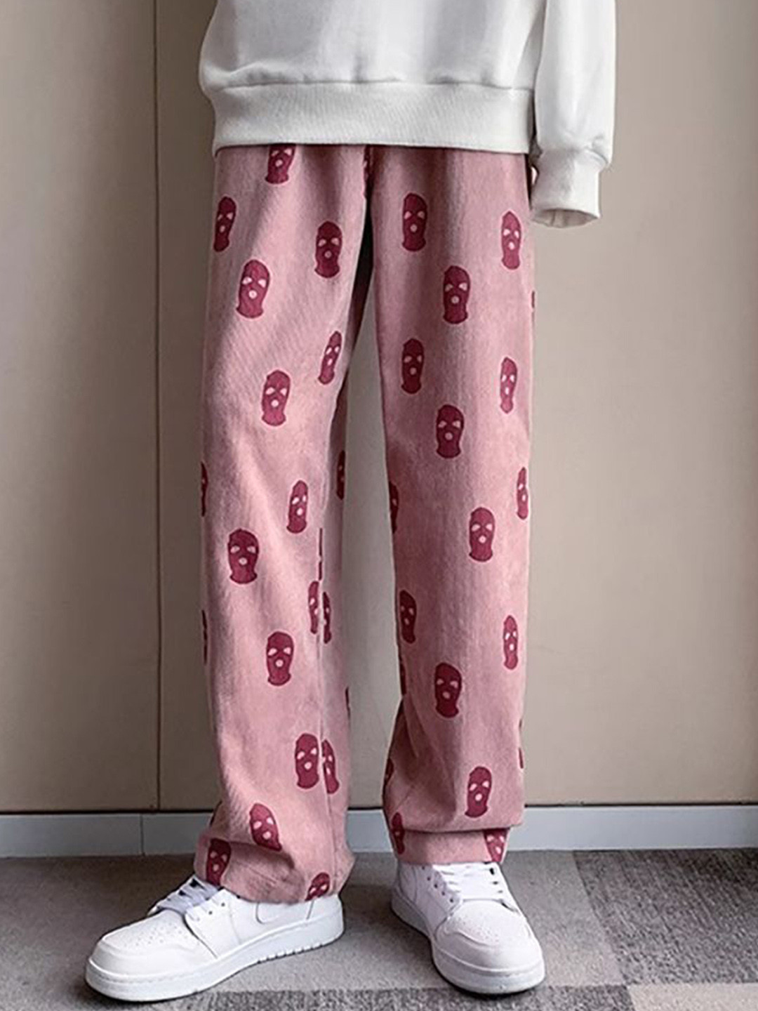 StyleCast x Revolte Men Pink Abstract Printed Trousers