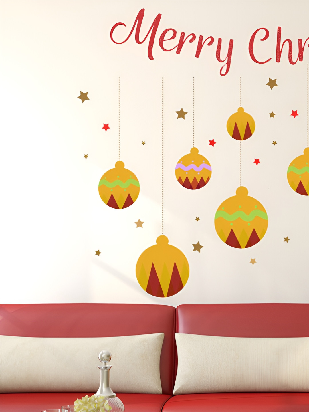 LANSTICK Yellow Merry Christmas Decorative Printed Waterproof Wallpaper