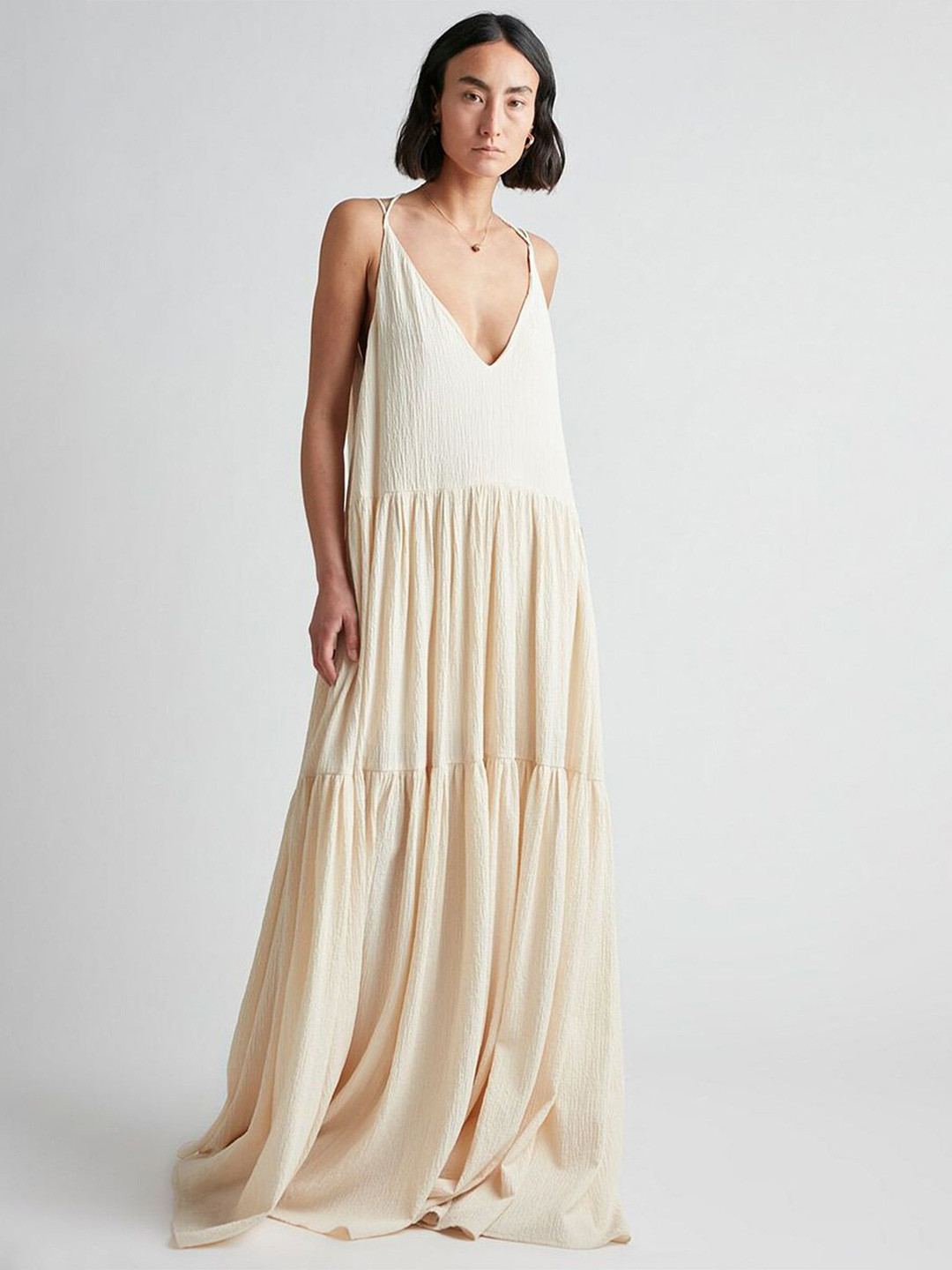 LULU & SKY Women Tiered Low-cut Back Long Tent Dress