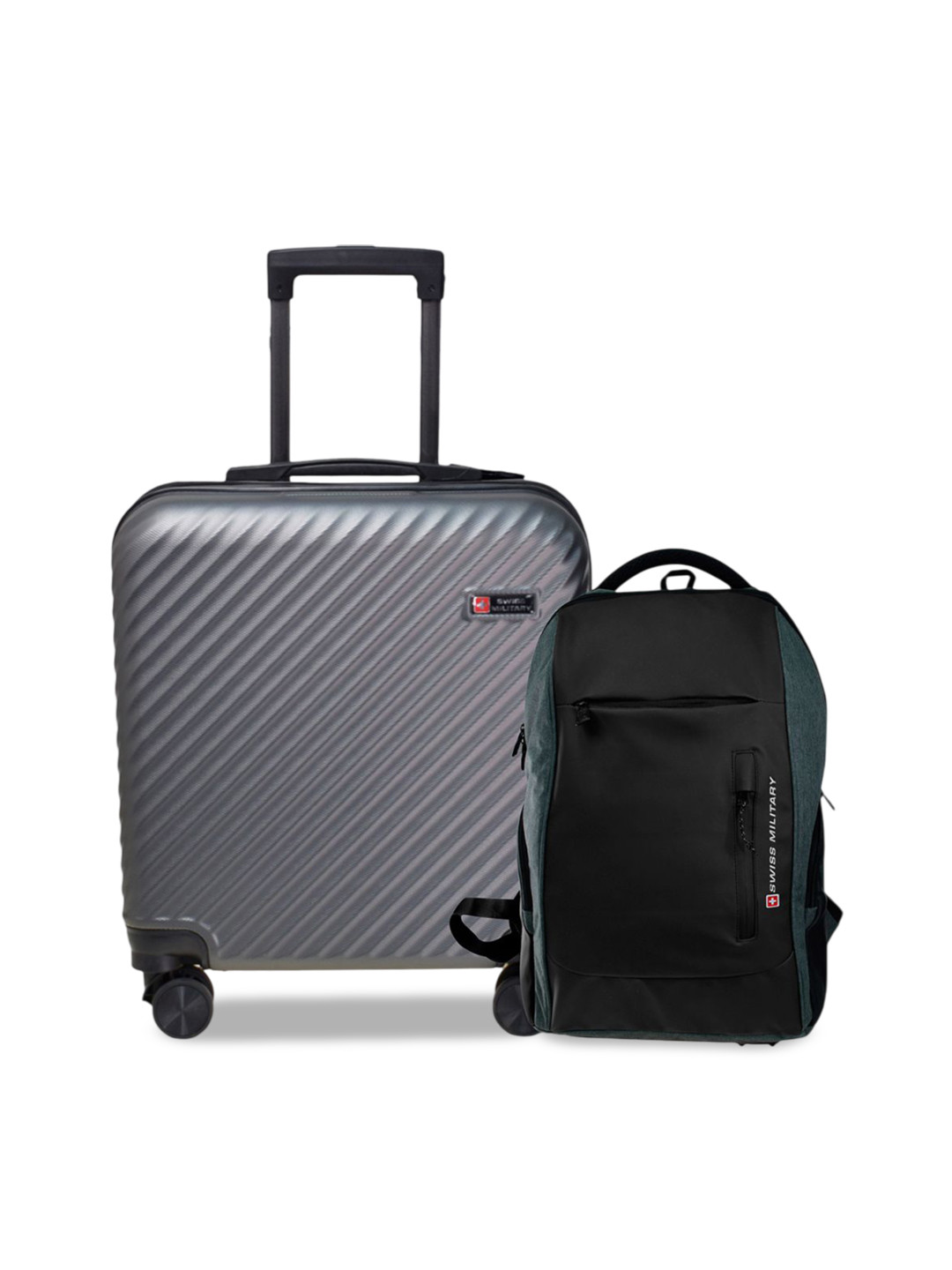 SWISS MILITARY Hard Sided Cabin Trolley Suitcase With Backpack