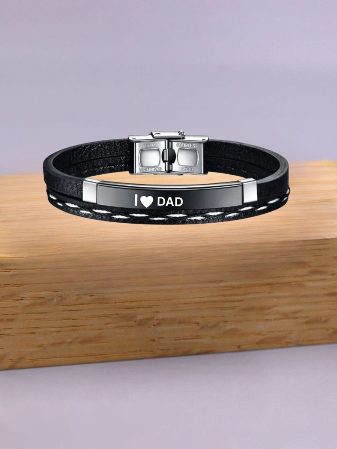 M Men Style Stainless Steel I love Dad  Wraparound Bracelet