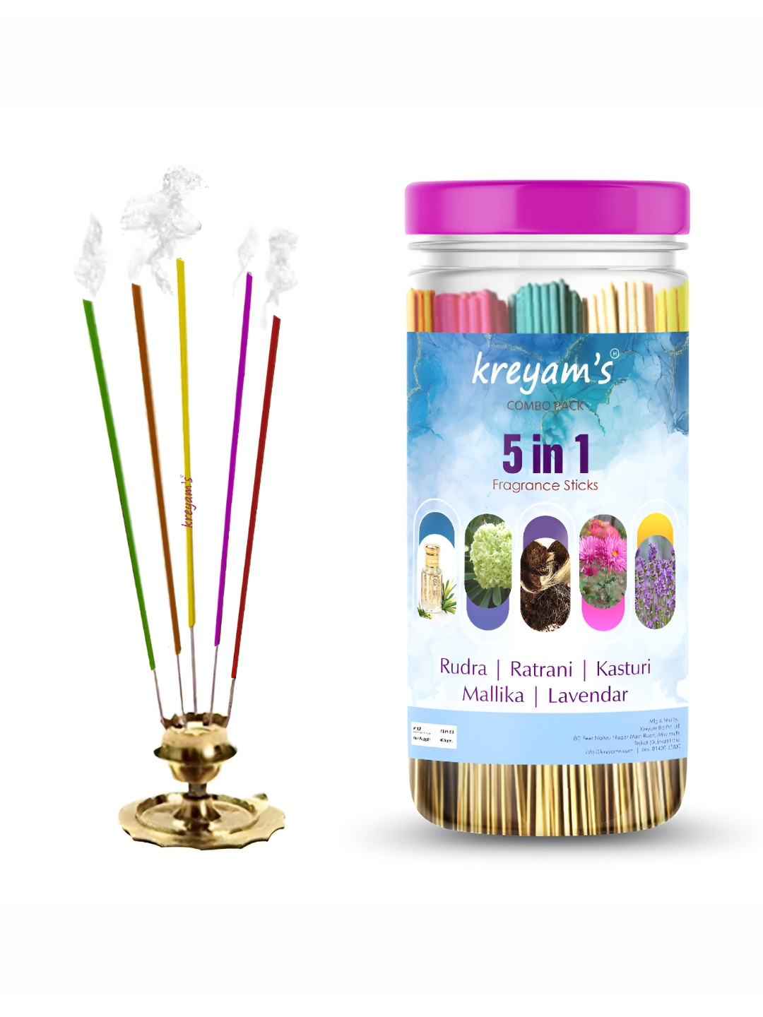 kreyam's 5-In-1 Fragrance Pooja Incense Sticks