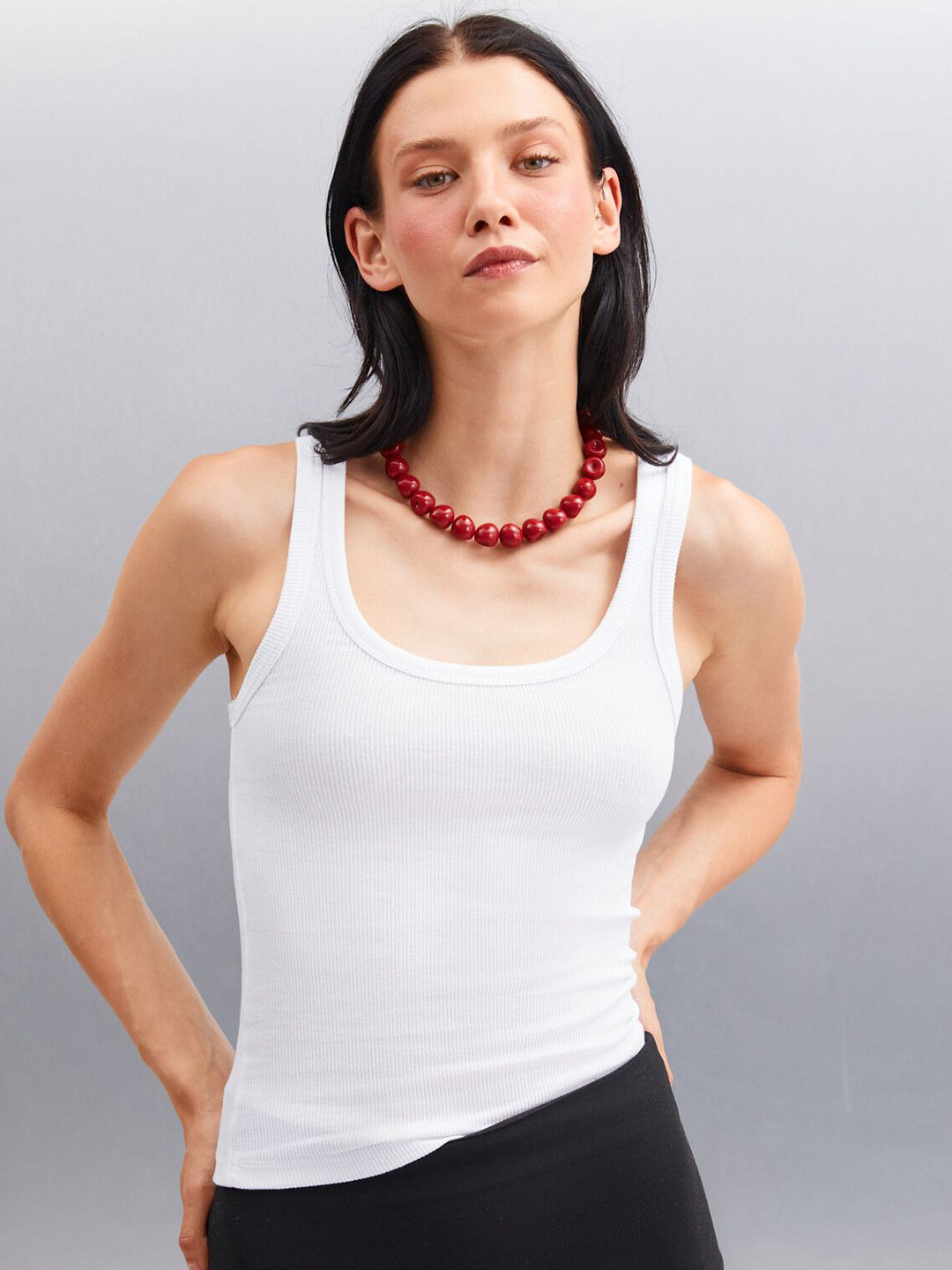 GRIMELANGE womansoild Cotton Tank Top