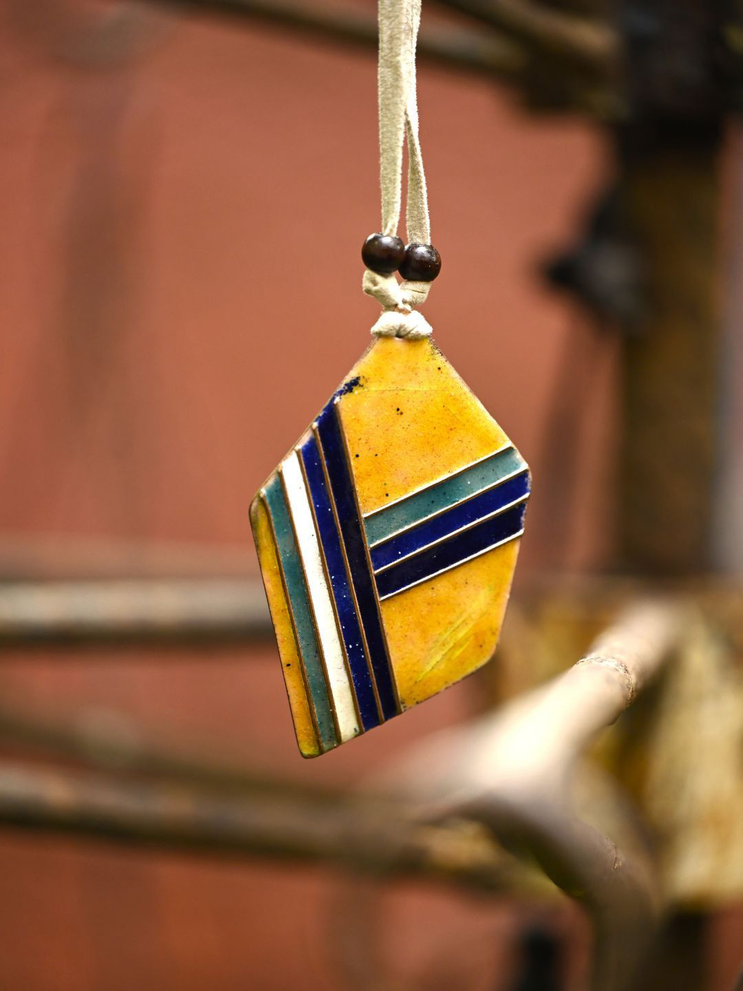 Ekibeki Copper Enamel Asymmetrical Pendant