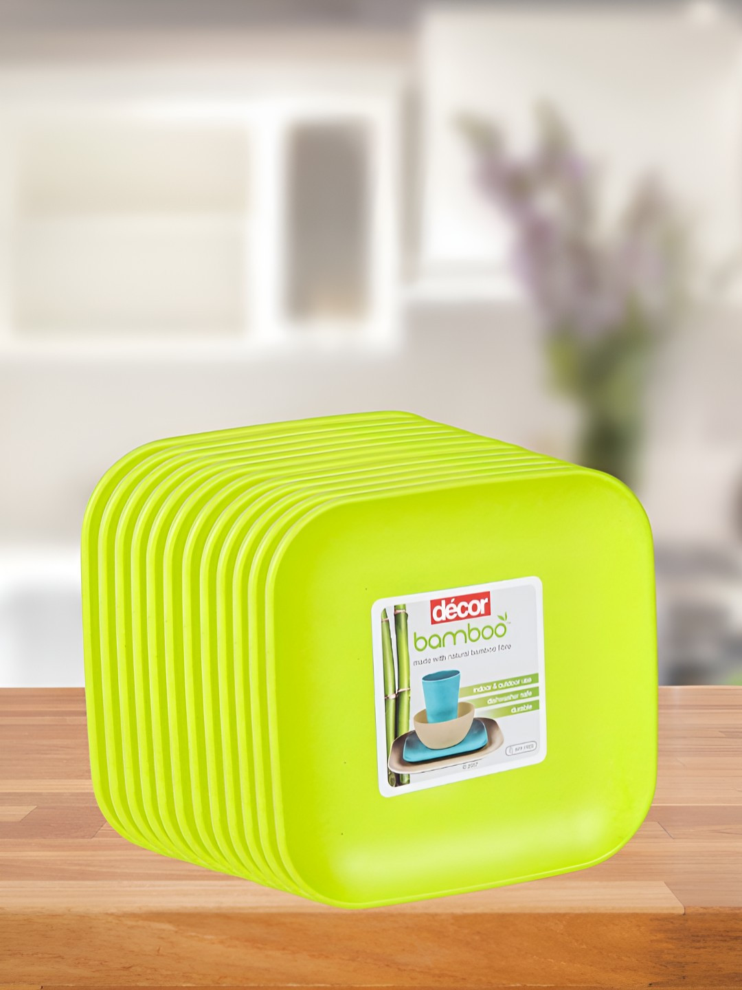 Decor Green 12 Pieces Bamboo Dinner Plates