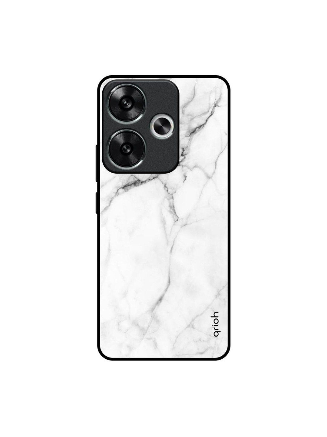 QRIOH Printed Poco F6 5G Back Modern White Marble Glass Case Mobile Accessories