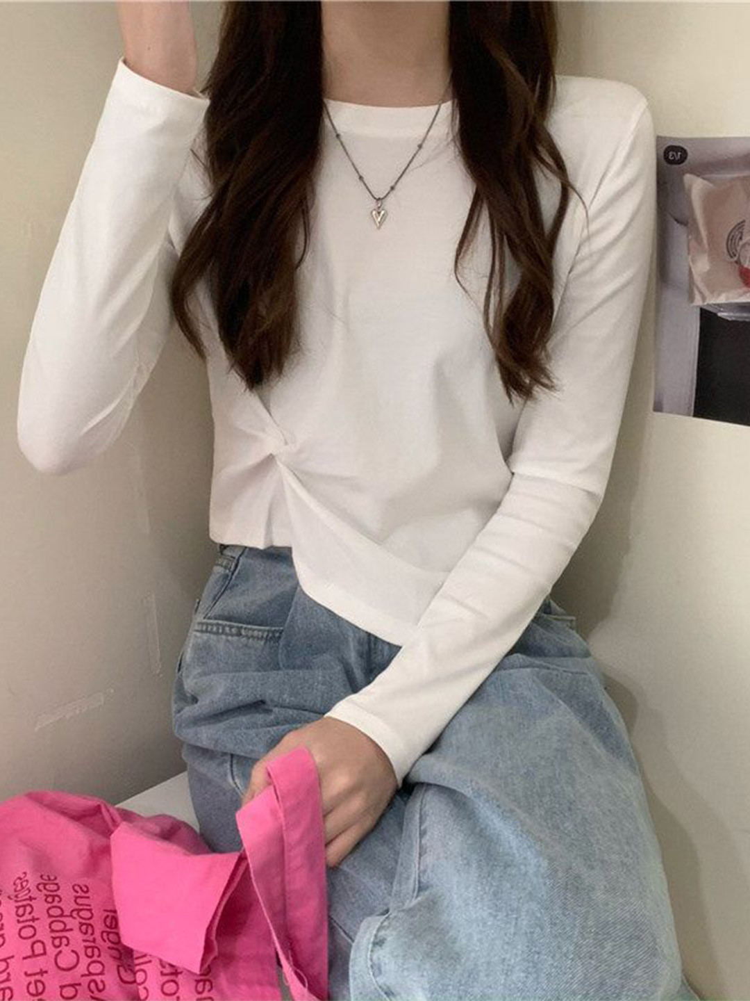 Outzidr White Asymmetric Hem Top