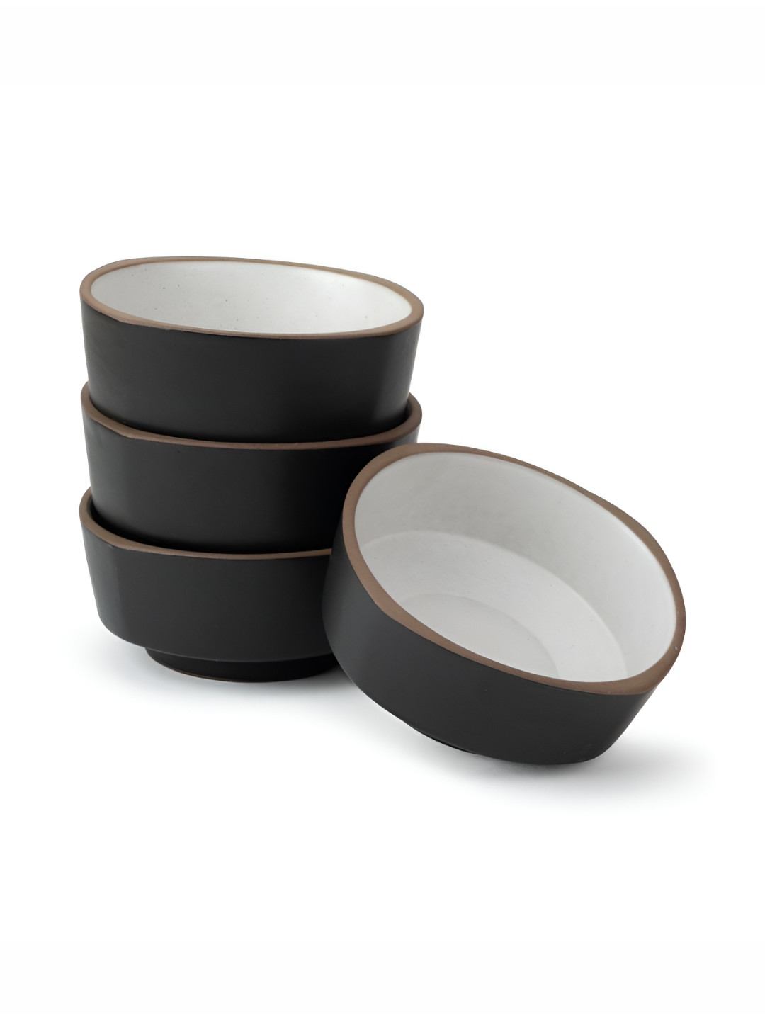 SHAY Black 4 Pieces Ceramic Serving Bowl