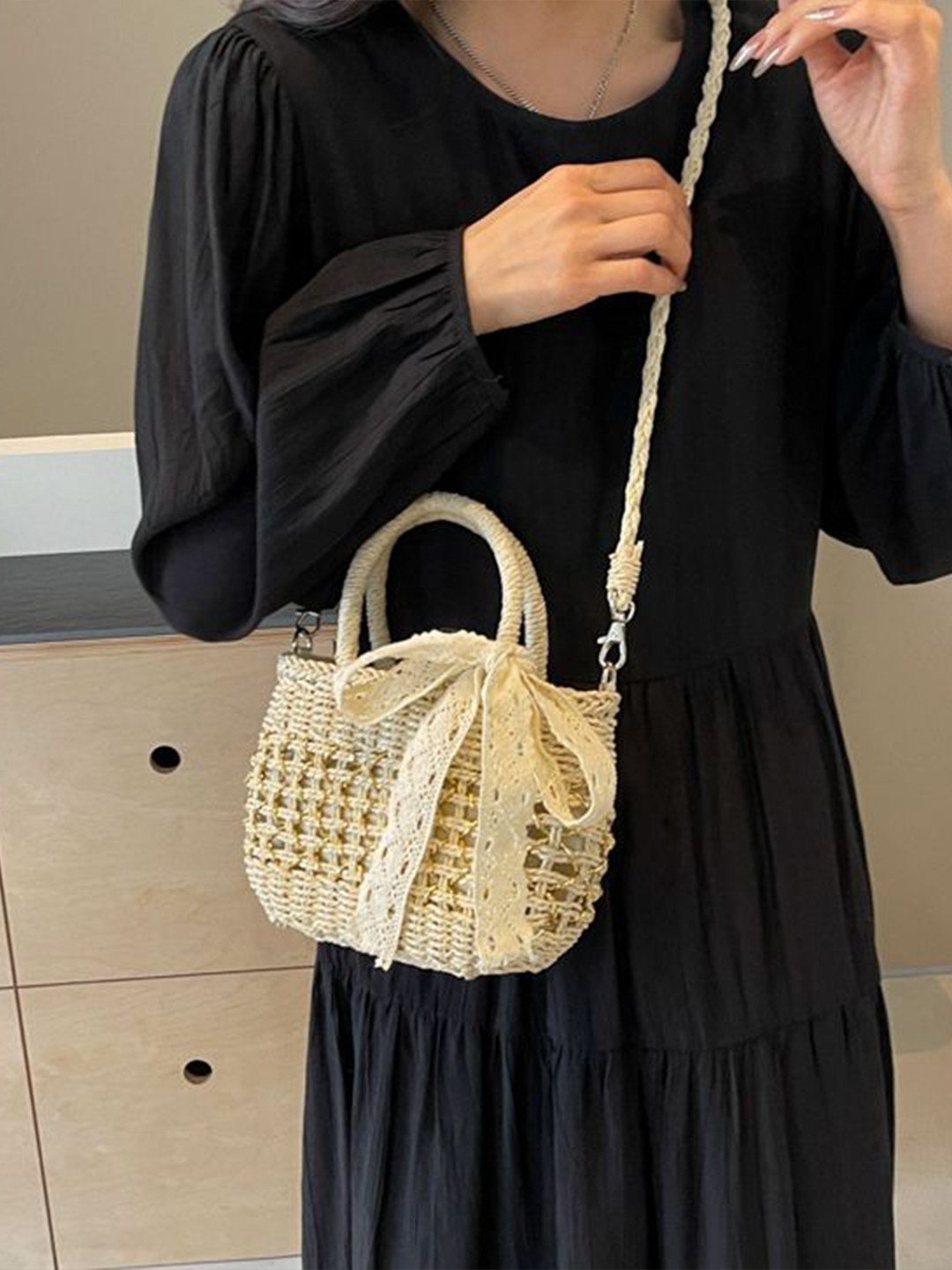 StyleCast x Revolte Lace Tote Bag with Applique