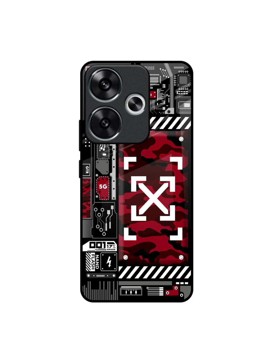 QRIOH Typography Printed Poco F6 5G Technology Art Glass Back Case