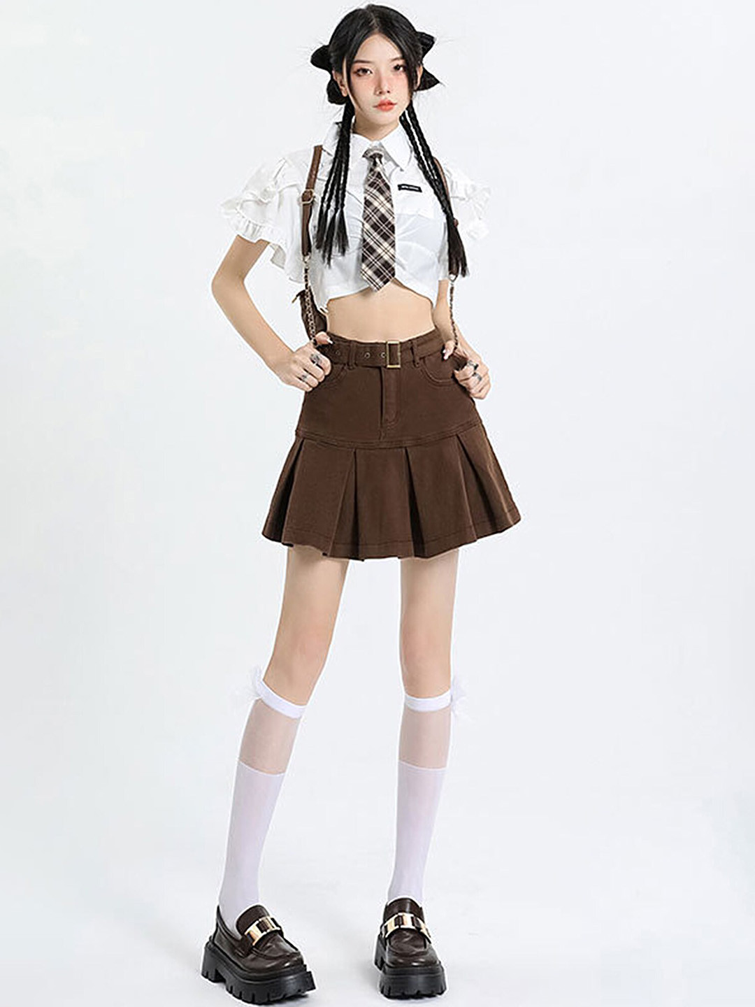 LULU & SKY A-Line Mini Skirts With Buckle Belt