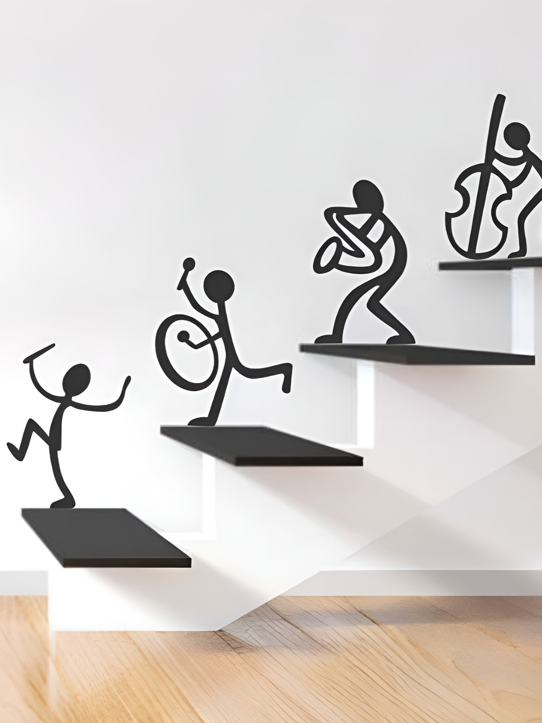 LANSTICK Black & White Cute Little Creatures Printed Wall Sticker