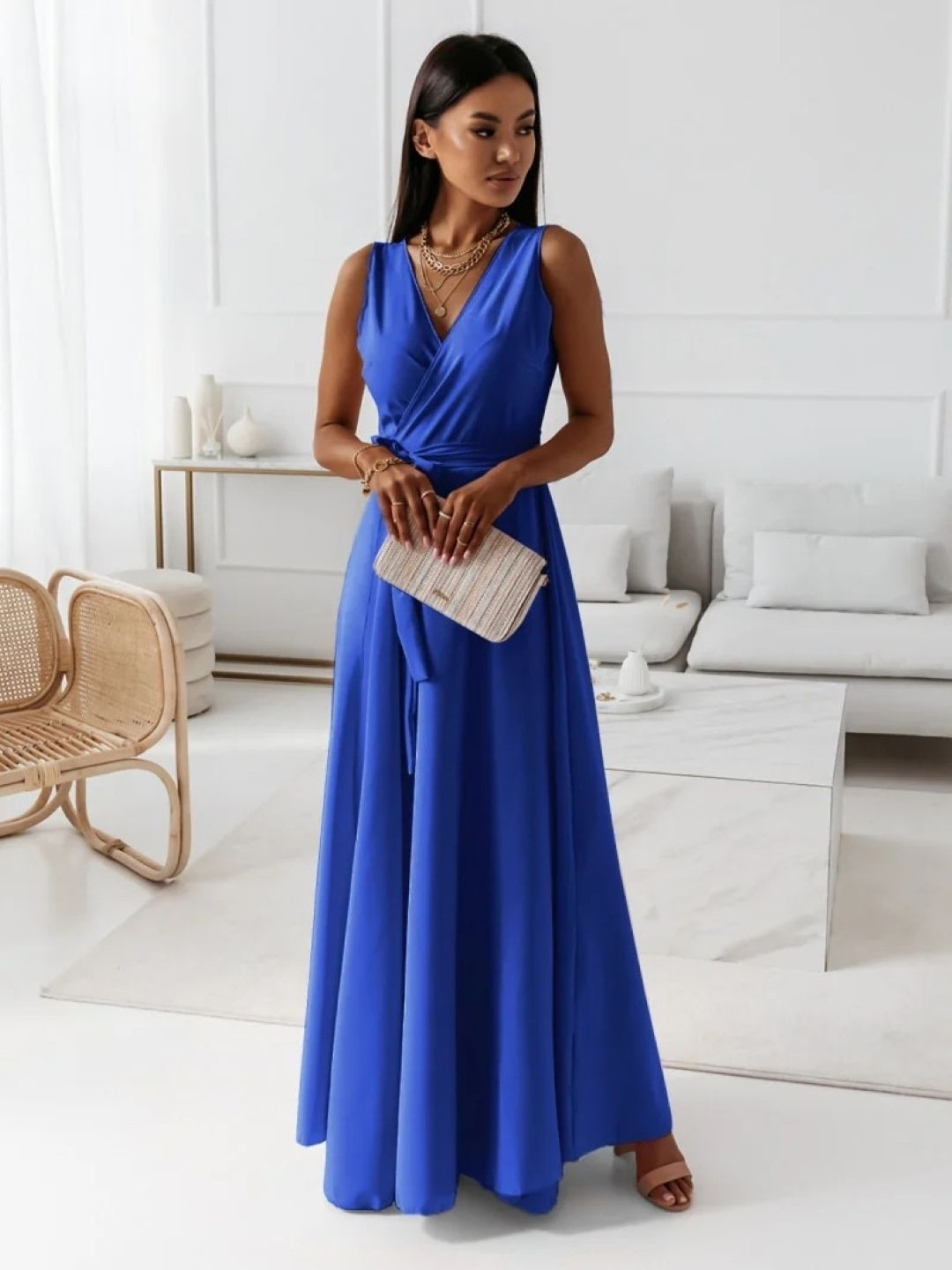 StyleCast Blue V-Neck Wrap Dress