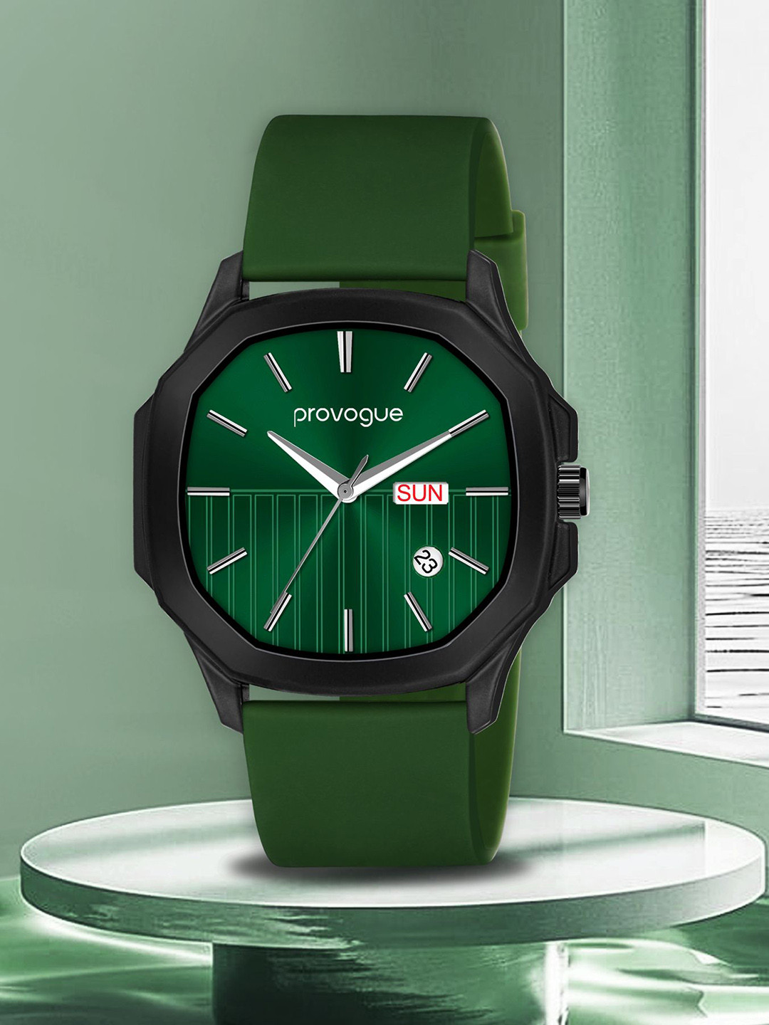 Provogue Men Brass Dial & Wrap Around Straps Analogue Watch PR-GSQ024-GRN-GRN