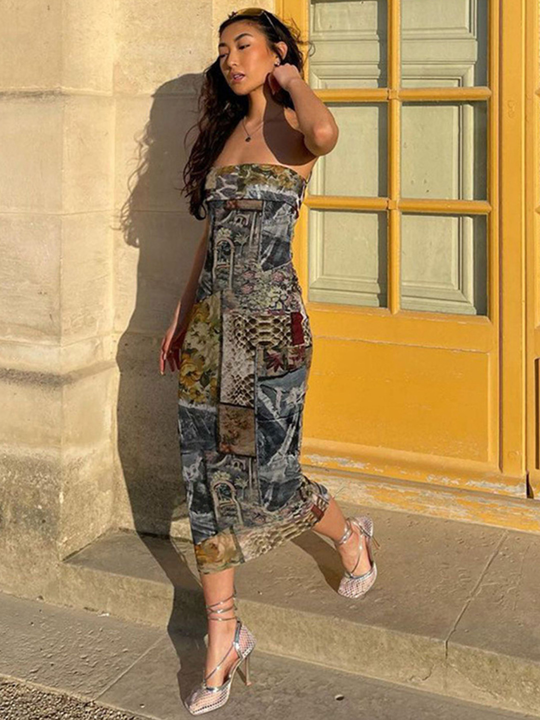 LULU & SKY Print A-Line Midi Dress
