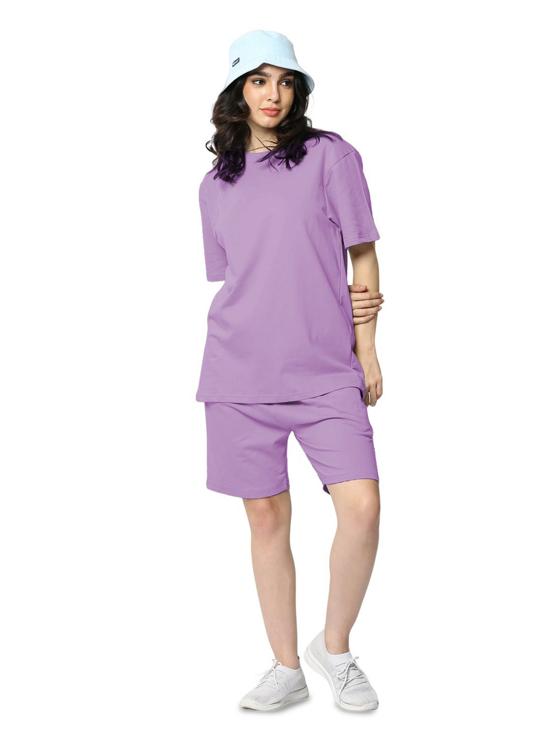 FITIN OUTFIT Pure Cotton Round Neck T-Shirt With Shorts Co-Ords
