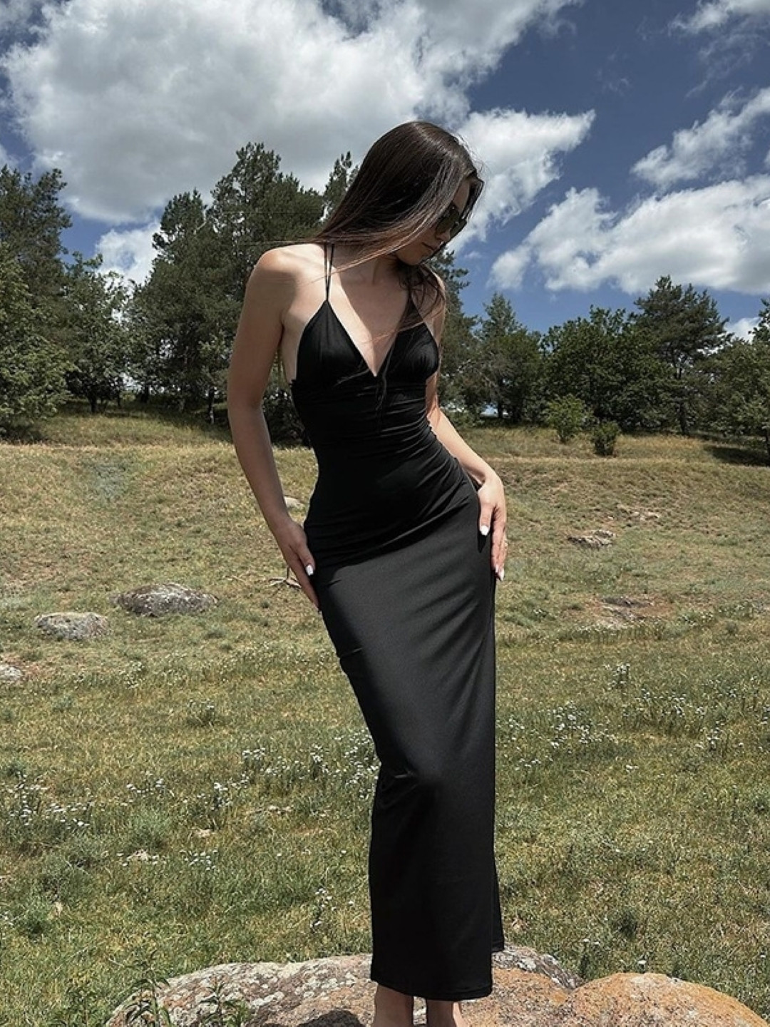 StyleCast Shoulder Straps Bodycon Maxi Dress