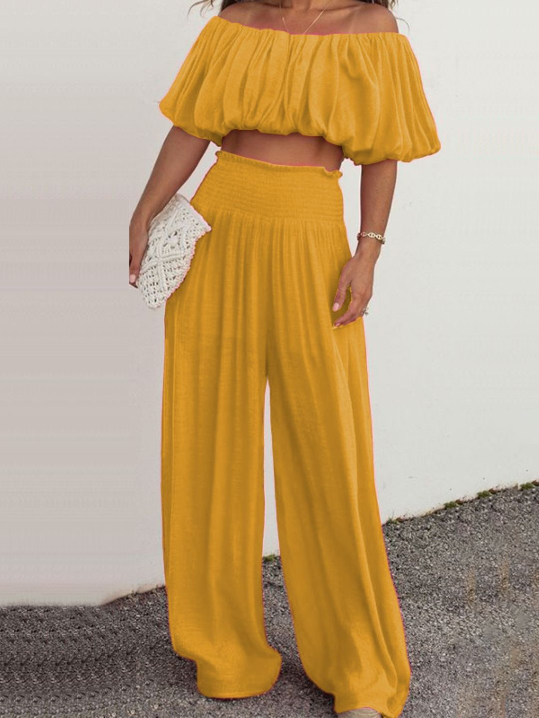 StyleCast Yellow Top with Palazzos